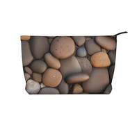 Pebbles in the beach Prints Trousse de maquillage en velours côtelé avec fermeture éclair pour voyage, camping et utilisation quotidienne