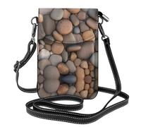 Pebbles in the beach Sac à bandoulière en cuir léger pour femme Sac à bandoulière pour téléphone portable Sac de voyage avec fentes pour cartes de crédit