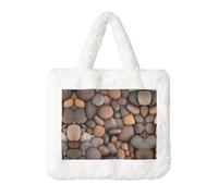 Pebbles in the beach Sac à main en peluche - Parfait pour l'automne et l'hiver, idéal comme pochette pour pièces de monnaie, cadeau idéal pour Noël et la Saint-Valentin