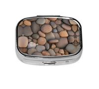 Pebbles in The Beach Square Mini pilulier de voyage, peut être mis dans un portefeuille ou une poche pour ranger une variété de petits objets