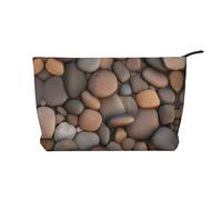 Pebbles in the beach Trousse de maquillage en velours côtelé pour femme avec fermeture éclair portable pour voyage et rangement quotidien de produits cosmétiques, noir, taille unique