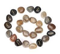 Pebbles Natural Polished Lettering Stones Small Decorative Ornamental River Rocks for Meditation Divination Indoor Outdoor Use Yuhua Stone 25 Pieces Christmas Gifts