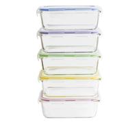 Pebbly Set de 5 boîtes rectangulaires batch cooking PKV-5SRB 850 ml verre borosilicate G