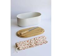 Pebbly - Boite A Pain 4 en 1 en Acier, et Bambou, Couleur Creme