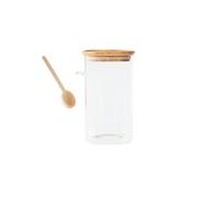 Pebbly Boite carrée haute en verre/bambou & cuillère doseuse - 1400 ml