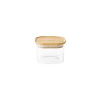 Pebbly - Boîte de conservation carrée verre/bambou - 500 ml PKV-042, Naturel