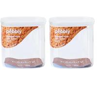 Pebbly - Boîte de Conservation Haute et Carrée en Verre avec Couvercle en Verre - Un Rangement Optimisé pour une Cuisine Organisée, Protégez vos Aliments Secs tout en Limitant le Gaspillage (Lot de 2)