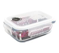 Pebbly Boîte rectangulaire en verre 400 ml, couvercle clapet spécial micro-ond