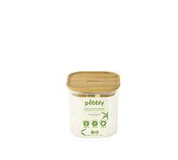 Pot en verre carré couvercle bambou 800ml Pebbly