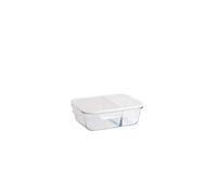 PEBBLY - Boîte Rectangulaire Compartimentée et Étanche en Verre - 1,45 L - Conservez, Réchauffez et Transportez vos Aliments, 100% Hermétique et Compartimentée pour Une Cuisine Organisée
