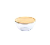 Pebbly Bol à Mixer Rond - avec Couvercle en - 0,77 L, Verre, Ø 15 x 9 cm, 770 ML PKV-011, Naturel
