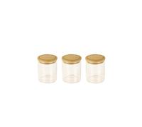 PEBBLY-Ensemble de 3 boîtes à épices 190 ml en verre et bambou 8,5 x6,5 cm