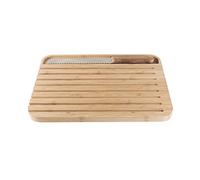 Pebbly - Grande Planche à Pain en Bambou Naturel - 32 x 26 cm - Avec Couteau à Pain Aimanté sur la Planche - Pratique pour Optimiser Rangement, Jaune,rouge