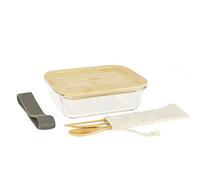 PEBBLY - Lunchbox en Verre et ses Couverts en Bambou