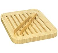 Pebbly nba055 Set de planches à pain et pinces à pain, bambou beige 26 x 20 x 2 cm
