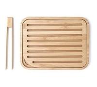 Pebbly nba055 set planche à pain et pince à toast bambou beige 26x20x2 cm 2 unité(s) Beige G