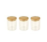 Pebbly PKV-014, verre, transparent/bambou, Set 3 boîtes à épices-180ml