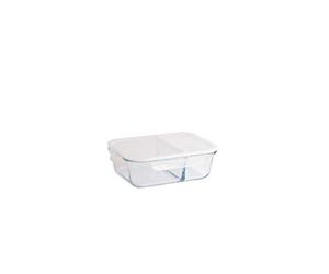 Pebbly-PKV-033-Boite en Verre Borosilicate rectangulaire compartimentée étanche 1450ml, pour Conserver, Transporter et réchauffer