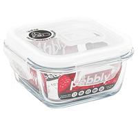 PEBBLY - PKV-320CB - Boite de conservation en verre carrée 320 ml pour cuire, conserver, transporter et réchauffer - 100% hermétique