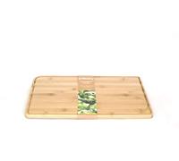 Pebbly - Planche à Découper avec Rigole en Bamou Naturel - 26 x 18 cm - Idéal pour la Préparations des repas - Matériau Naturel et Résistant