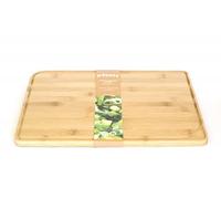 Pebbly Planche à découper bambou naturel avec rigole 37 x 29 cm