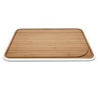Pebbly Planche à découper avec rigole Bambou naturel Blanc 35 x 25 cm