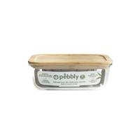 Pebbly Plat/boîte rectangulaire en verre avec couvercle en bambou - 1800 ml