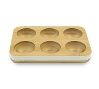 Pebbly - Plateau à Œufs en Bambou - Blanc - 17 x 12 x 3 cm - Idéal pour Conserver Les Œufs dans Le réfrigérateur - Peut contenir 6 Œufs