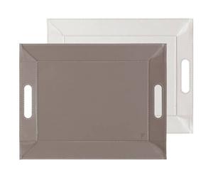 PEBBLY Plateau bicolore réversible 45 x 35 cm Taupe / Blanc