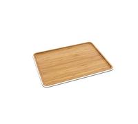 Pebbly - Plateau de Service Blanc en Bambou naturel Blanc - 40x30 cm - Matériau Naturel et Résistant