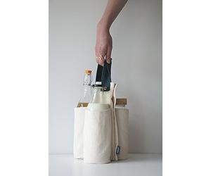 PEBBLY - Sac à Bouteilles en Coton Bio - 3 emplacements - Transportez Facilement vos Bouteilles, Idéal pour les Consignes, Compatible avec le Cabas XL
