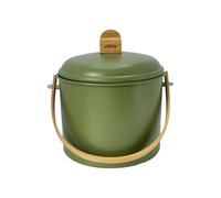 PEBBLY - Seau à Compost d'Intérieur en Acier et Anse en Bambou - 3,5 litres - Ø 19 x 21,5 cm - Filtre Anti-Odeur en Charbon Inclus, Seau Élégant, Durable, Léger et Résistant, sans Risque de Fuite