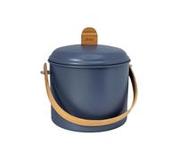 PEBBLY - Seau à Compost d'Intérieur en Acier et Anse en Bambou - 3,5 litres - Ø 19 x 21,5 cm - Filtre Anti-Odeur en Charbon Inclus, Seau Élégant, Durable, Léger et Résistant, sans Risque de Fuite