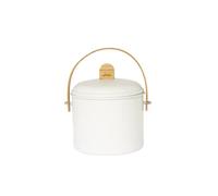 PEBBLY - Seau à Compost d'Intérieur en Acier et Anse en Bambou - 3,5 litres - Ø 19 x 21,5 cm - Filtre Anti-Odeur en Charbon Inclus, Seau Élégant, Durable, Léger et Résistant, sans Risque de Fuite