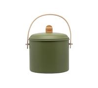 Pebbly Seau à compost d'intérieur 7 L métal vert et bambou avec filtre à charbon