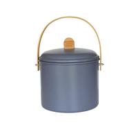 PEBBLY - Seau à Compost d'Intérieur en Acier et Anse en Bambou - 7 litres - Ø 22 x 25 cm - Filtre Anti-Odeur en Charbon Inclus, Seau Élégant, Durable, Léger et Résistant, sans Risque de Fuite