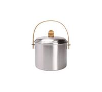 PEBBLY - Seau à Compost d'Intérieur en Inox et Anse en Bambou - 7 litres - Ø 22 x 25 cm - Filtre Anti-Odeur en Charbon inclus, Seau Élégant, Durable, Léger et Résistant, Sans Risque de Fuite