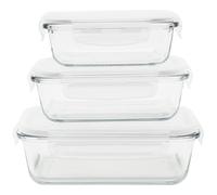 PEBBLY Set 3 Boîtes de conservation rectangulaires 0.4 L + 0,65 L + 1 L