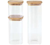 PEBBLY Set 3 Pots de conservations carrés 0,8 L + 1,4 L + 2,2 L - Bambou
