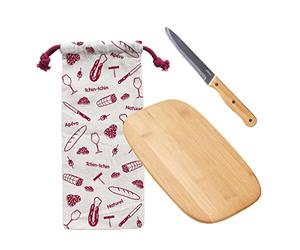 PEBBLY Set apéro (Planche à découper, Couteau à Saucisson, Sac à Saucisson)