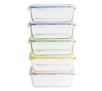 Pebbly Set de 5 boîtes rectangulaires batch cooking PKV-5SRB 850 ml verre borosilicate G