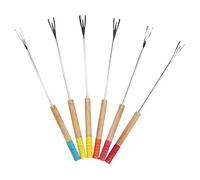 Pebbly - Set de 6 Piques à Fondue - en Bambou Naturel et Acier - Multicolore - Une Couleur pour Chaque Convive