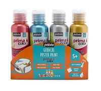 Pébéo 055591 Primacolor Nacrée Pack de 4 Flacons de 150 ML, Rouge,Turquoise