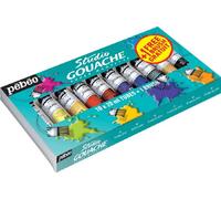 Pébéo 230199 Gouache Studio + Starter Set de 10 Tubes 20 ml + Pinceau