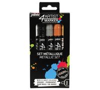Pebeo 4Artist Huile Base Permanent Marqueur Peinture Métallique Set, 5 Couleurs