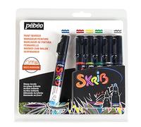Pébéo 65274 Marqueurs Peinture Skrib Acrylique Brillante Classique Multi Surfaces Pointe 0,7/4mm Set 6 U Blanc