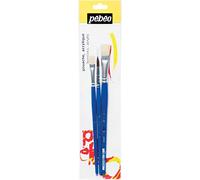 Pébéo 828019 Eveil Artistique Pochette de 3 Pinceaux de N° 8/12/14 1 Poney Pur Rond + 2 Soies Beau Plats Blanc
