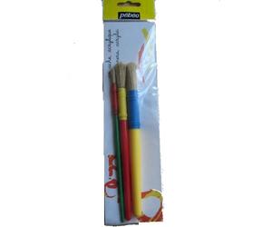Pébéo 828020 Eveil Artistique Pochette de 3 Pinceaux Soies Rond Petit + Moyen + Grand Modèle