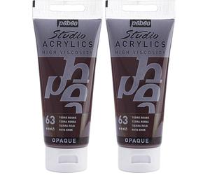 PEBEO 837063 Studio Acrylique Tube Terre Rouge 100 ml (Lot de 2)