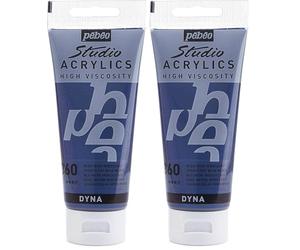 Pébéo 837360 Studio Acrylique Tube Bleu/Noir Iridescent 100 ml (Lot de 2)